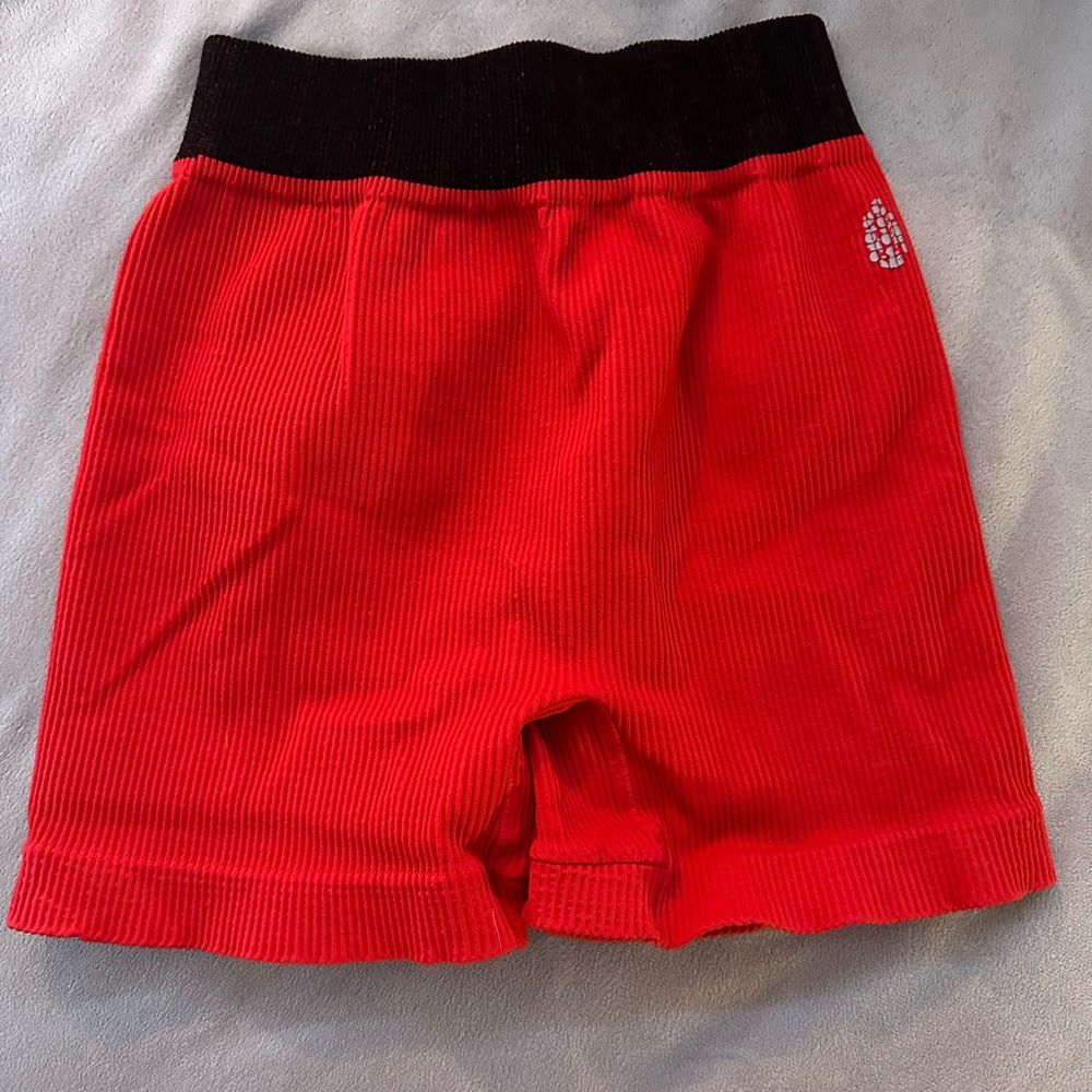 Free people ribbed biker shorts in red
